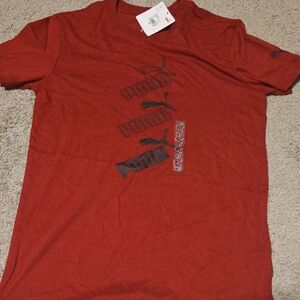 New Puma Unisex (Men/Women/Big Kids) Red Graphic Logo Tee